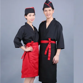 

(10set-Hat-Apron-Shirt)Japanese cuisine suits sushi chefs clothing clothing Korea Japan kimono embroidery Restaurant uniforms