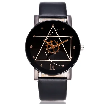 

Hot Lovers' Watch Gear Dial PU Leather Quartz Timer Student Wrist Watch for Women Men Boy girl gift