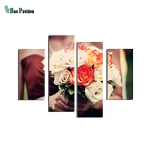 

The bride's bouquet canvas wall art print home decor for living room pictures 4 panel large poster HD printed