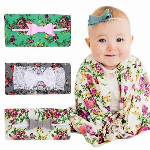 Bow Tie Band Baby Swaddle Set Newborn Infant Wrap 90*90cm Blanket Baby