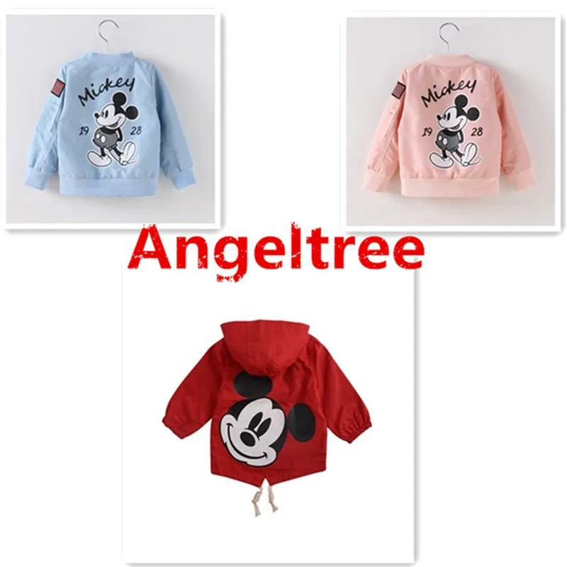 

Boys Girls Jackets For Baby Clothes Cartoon Mickey Pattern Boys Hooded Mickey Windbreaker For Toddler Kids Minnie Outerwear Coat