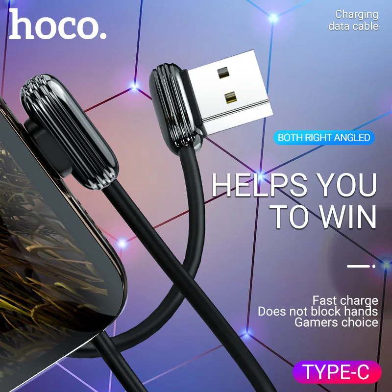 

hoco usb Type C charging cable data sync charger angled reversible connectors gaming wire adapter usb a right angle USB C type-c