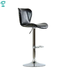 95607 Barneo N-87 черный кухонный барный стул с мягким сиденьем эко-кожа с выраженным блеском ножка хром стул на газ-лифте стул высокий стул для барной стойки кресло для мастера макияжа по России
