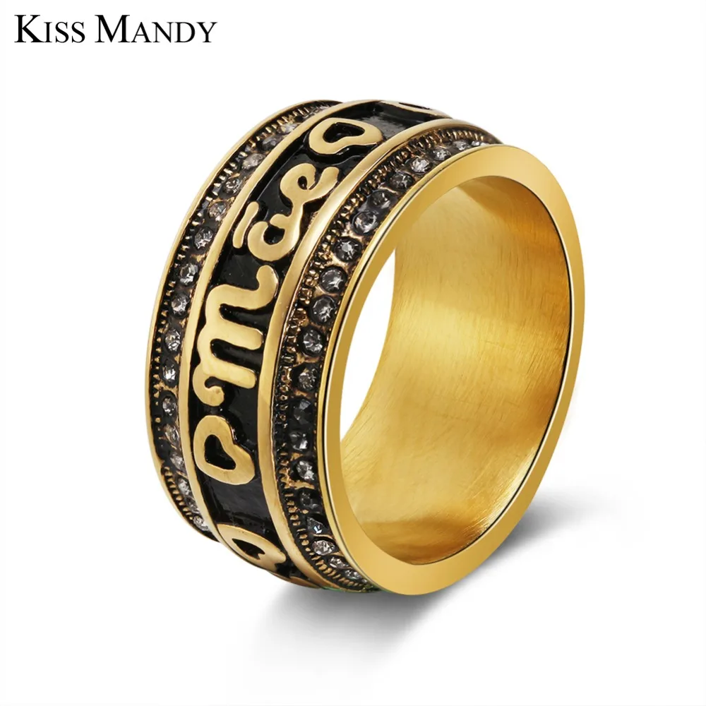 Кольца из нержавеющей стали с винтажным рисунком KISS MANDY золотого цвета Парные