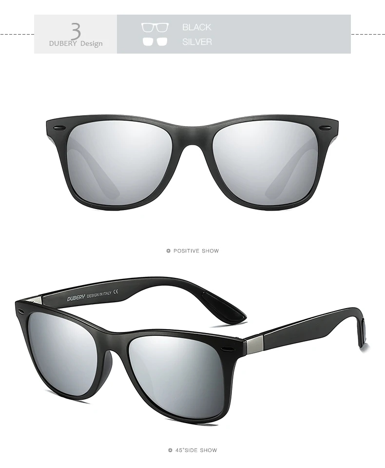 DUBERY поляризованные солнцезащитные очки для Для мужчин Спорт вождения солнцезащитные очки Для мужчин площадь личность Цвет зеркало Роскошные Брендовая Дизайнерская обувь UV400