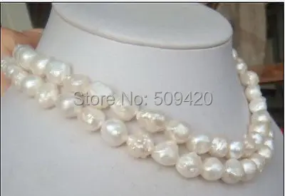 

Free Shipping >>>>>P3725 HUGE LONGER 32"12-13MM NATURAL SOUTH SEA GENUINE WHITE BAROQUE PEARL NECKLACE