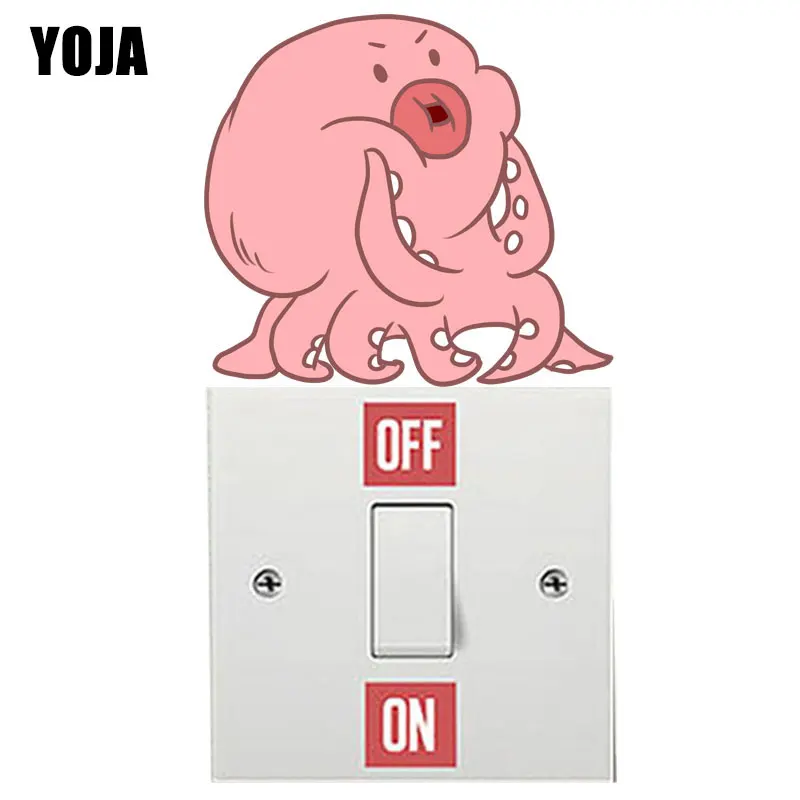 

YOJA Cute Pink Octopus Decor Switch Sticker Wall Decal PVC Living Room Bedroom Personalized 8SS1238