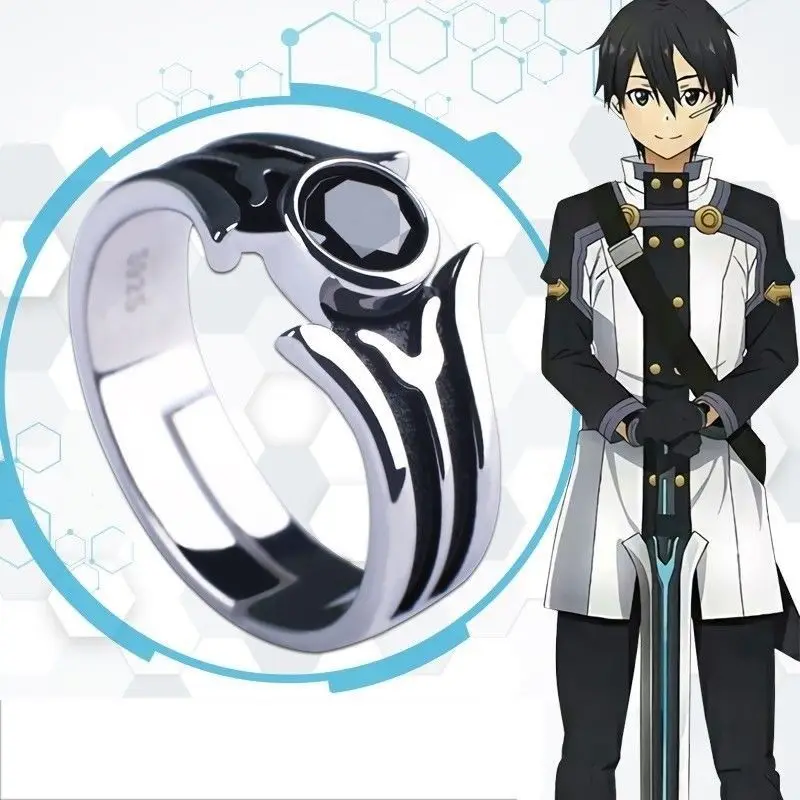 

Anime Sword Art Online Kirito Cosplay Kirigaya Kazuto SAO 925 Silver Ring Props