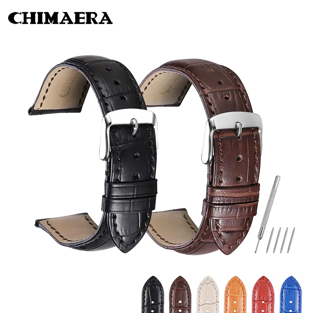 Часы CHIMAERA с крокодиловым узором из натуральной коровьей кожи, ремешок для часов, ремешок для часов 14, 16, 18, 19, 20, 21, 22, 24 мм, ремешок для часов - изображение