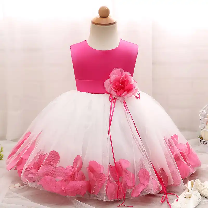 flower girl dress with petals in skirt