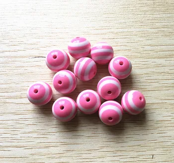 

20mm 100pcs/lot pink color chunky striped resin beads for chunky necklace
