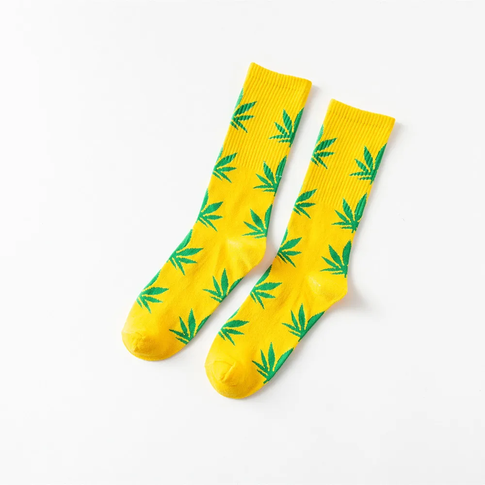 Модные удобные хлопковые носки высокого качества, 1 пара повседневные длинные носки с листьями кленовых листьев осенне-зимние SA-8 - Цвет: 1