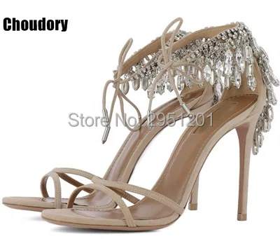 Шикарные женские туфли женские сандалии-гладиаторы брендовые замшевые сандалии с ремешками женская обувь на высоком каблуке туфли-лодочки на шнуровке Стразы с закрытой пяткой; сандалии