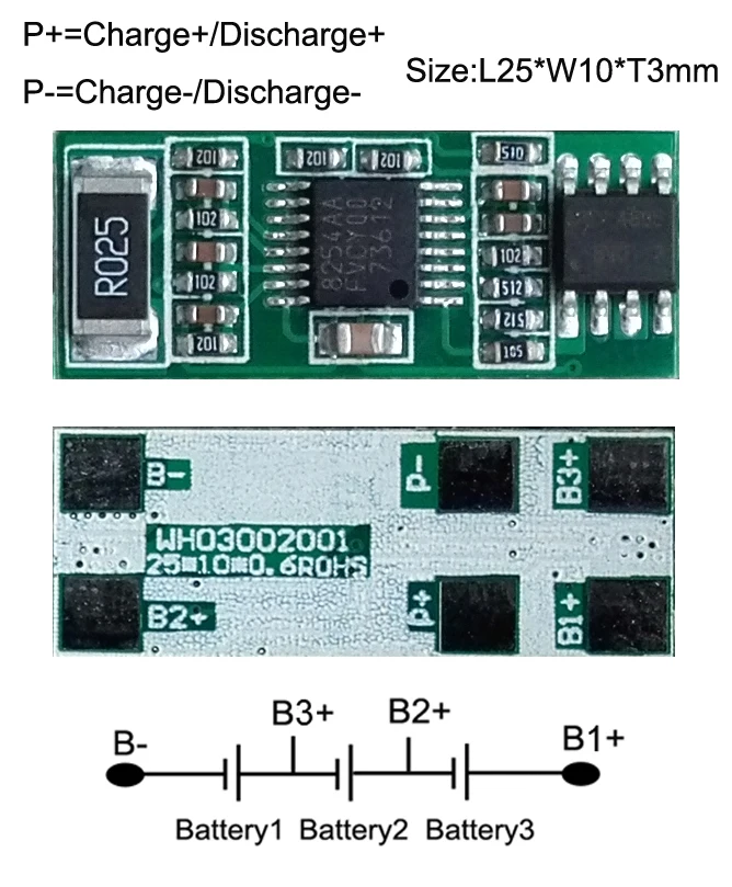 Схема защиты 3 S 2A PCB PCM BMS батарея Защитная плата Для 11,1 В литий-ионный элемент литиевой батареи пакет SH03002001-3S2A