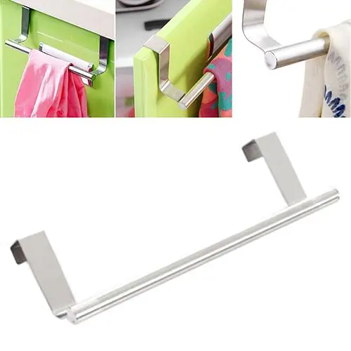 

Bathroom Kitchen Cabinet Over Door Hanging Stainless Steel Towel Rack Holder Hanger