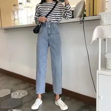 Дешевая Новинка весна лето осень женские модные повседневные джинсовые штаны FP2731