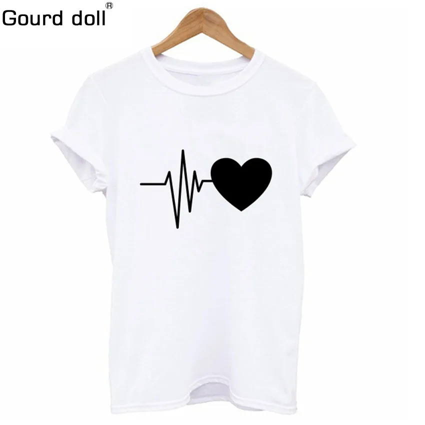 2018 Tamanho Grande Novo Harajuku Amor Impresso Mulheres Camisetas Casual T Tops T shirt Mulheres Roupas de Verã