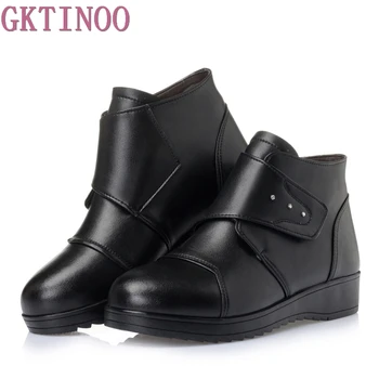 

Women Winter Boots Female Zip Ankle Boots Warm Snow Boots Ladies Genuine Leather Shoes Woman Fur Botas Mujer Size 35-43