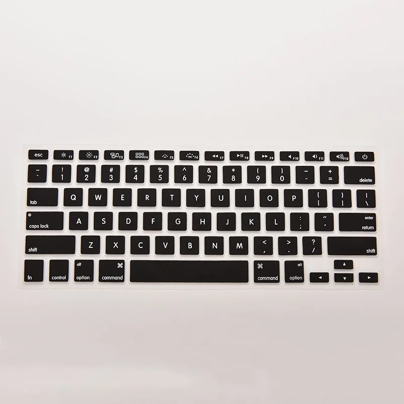 7 разноцветные силиконовые покрытие для клавиатуры для Apple Macbook Pro MAC 13 15 17 28,7 см x 11,9 см - Цвет: Черный