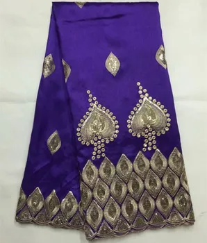 

Latest african george lace fabric with sequins design high quality nigerian silk george lace fabric for clothing b6-3