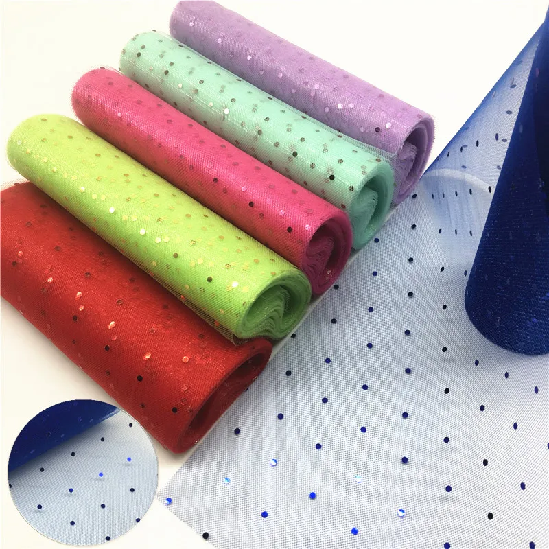 

100% Nylon Tulle Roll Spool 10Yards Glittering Sequins Mesh Fabrics Tutu Skirt Party Birthday Wedding Gift Decoration
