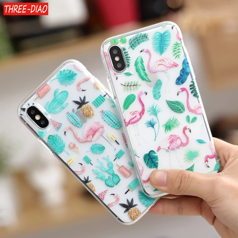 Goede Kleurrijke Flamingo Telefoon Gevallen voor iPhone X 5 5 s SE Case Soft Mobiele Telefoon Cover voor iPhone 7 8 6 6 s Plus Macaron Fundas Capa