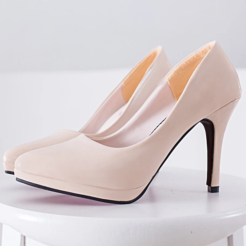 Spring Summer Pumps Women Shoes High Heels Patent Leather Office Lady