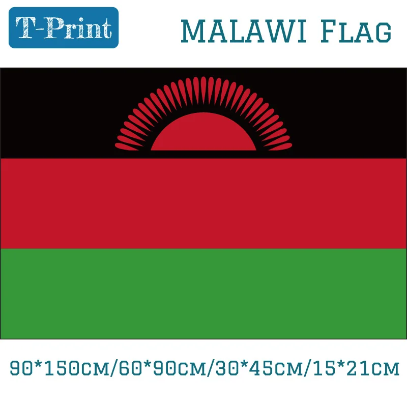 

90*150cm/60*90cm Malawi National Flag 3x5ft Hanging Flag Polyester 100d 30*45cm/15*21cm