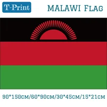 90*150cm/60*90cm Malawi Bandeira Nacional 3x5ft Bandeira Pendurada Poliéster 100d 30*45cm/15*21cm