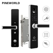 PINEWORLD Biometric Fingerprint Smart Lock,Handle Electronic Door Lock,Fingerprint/RFID/Key Touch Screen Digital Password Lock