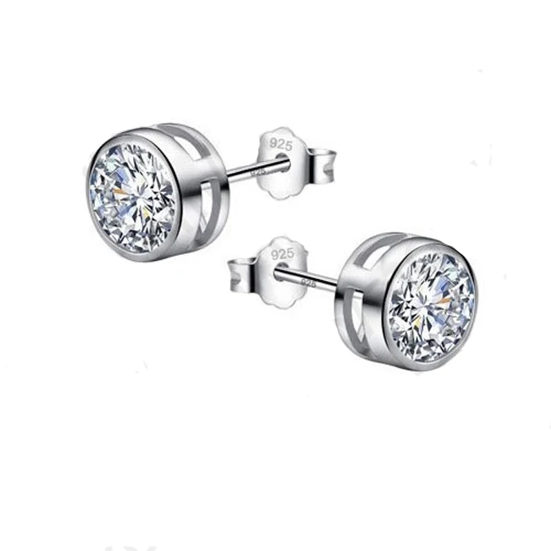

GIEMI Genuine Cute Small Round AAA CZ 925 Sterling Silver Round Stud Earrings For Women Girls Jewelry Best Engagement Bijoux