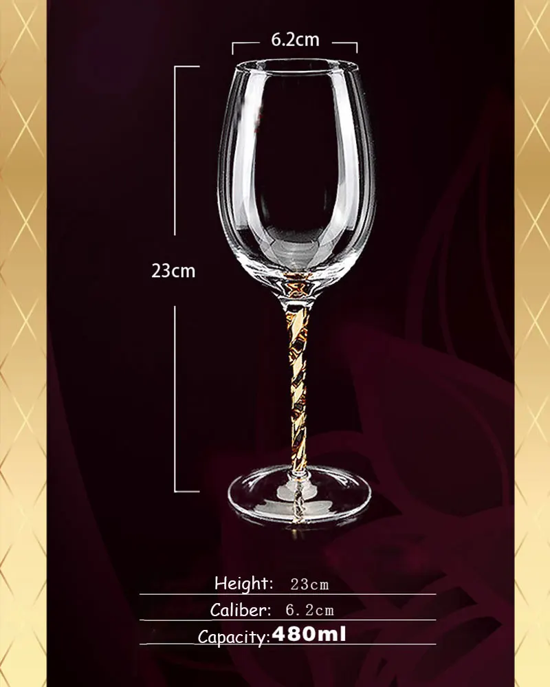 Креативный бокал для вина, не содержит свинца, Хрустальная стеклянная чашка, золотой бокал, бокалы для вина, Коктейльные бокалы для шампанского, свадебные, вечерние, питьевая посуда