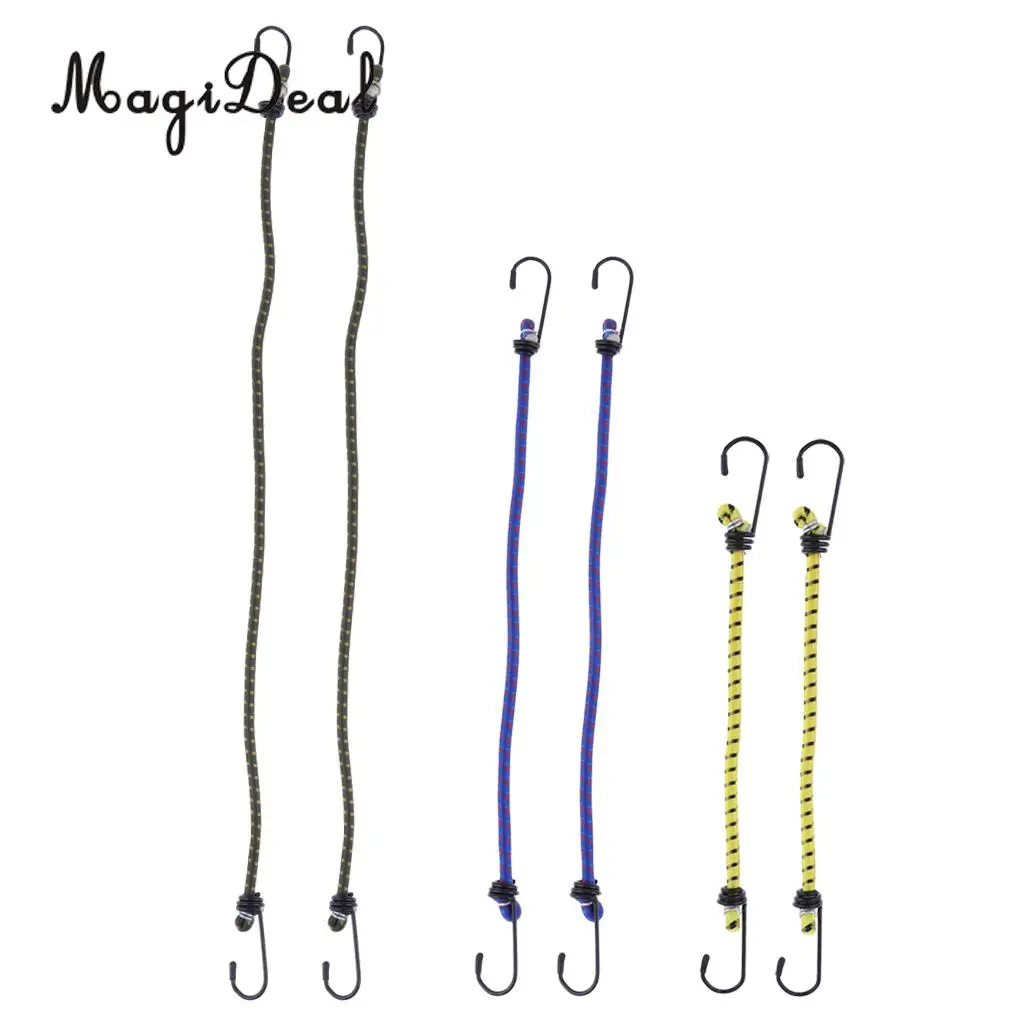 6pcs Durable Bungee Cord with Carabiner Hook Heavy Duty Straps Strong Elastic Rope Shock Cord Tie Down Set Outdoors
