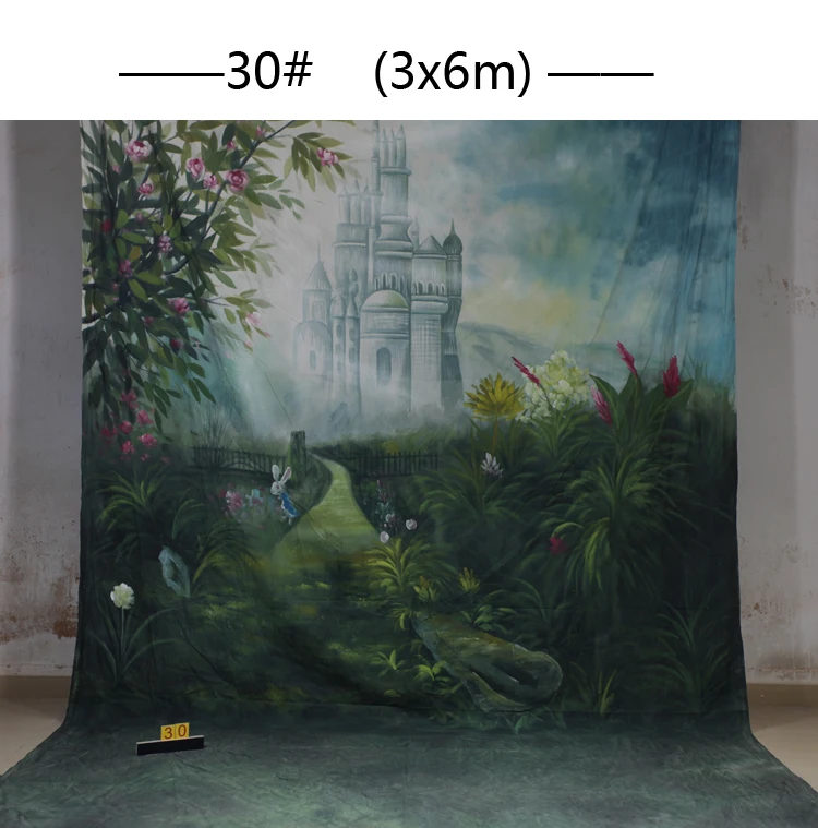 

Custom 3x6M Hand Painted natural scenic Backdrop background,castle muslin photography backdrops for Family Photos,adult,kids 30