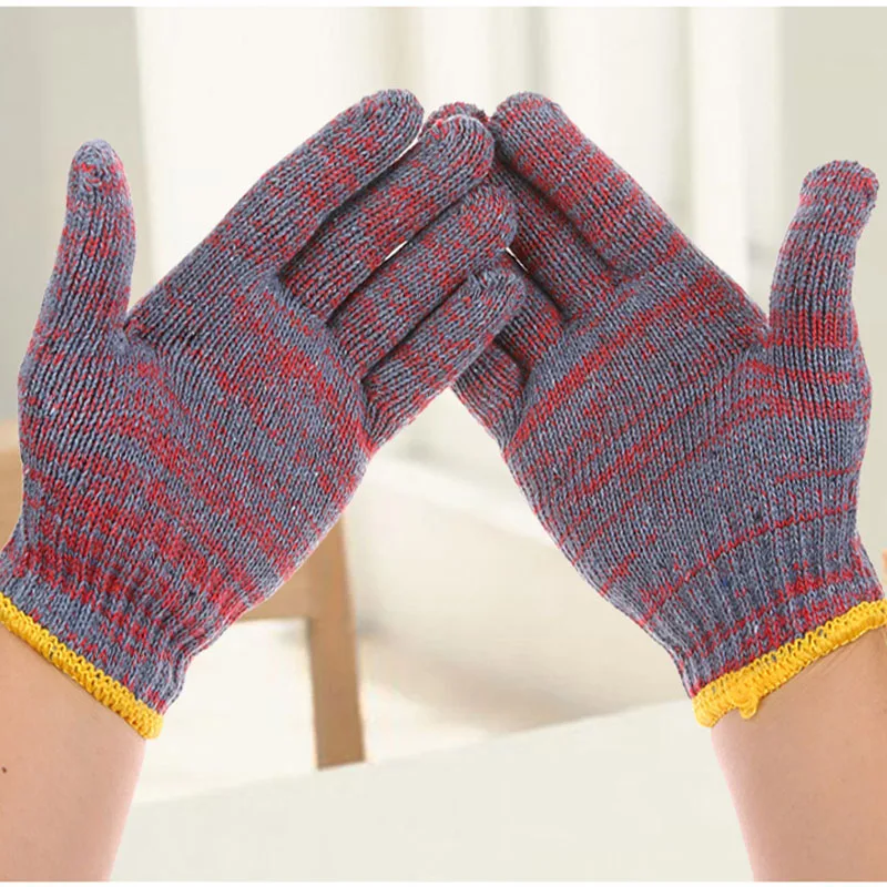 

Z&Q Working Gloves Cotton Yarn Non-slip Wearable Red with Grey Elastic Gloves One Size G091301