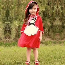 Маскарадный костюм принцессы красного цвета с капюшоном для маленьких девочек, платье-пачка для маленьких детей, одежда для девочек