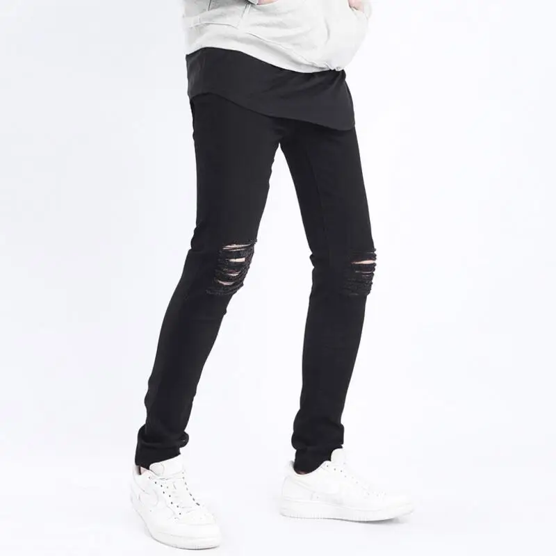 Tight stretch jeans man shredded jeans