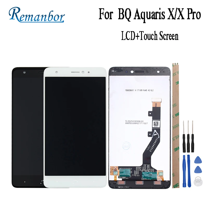 

Remanbor For BQ Aquaris X X Pro LCD Display and Touch Screen 5.2 inch Assembly Mobile Phone Accessories Parts+Tools Adhesive