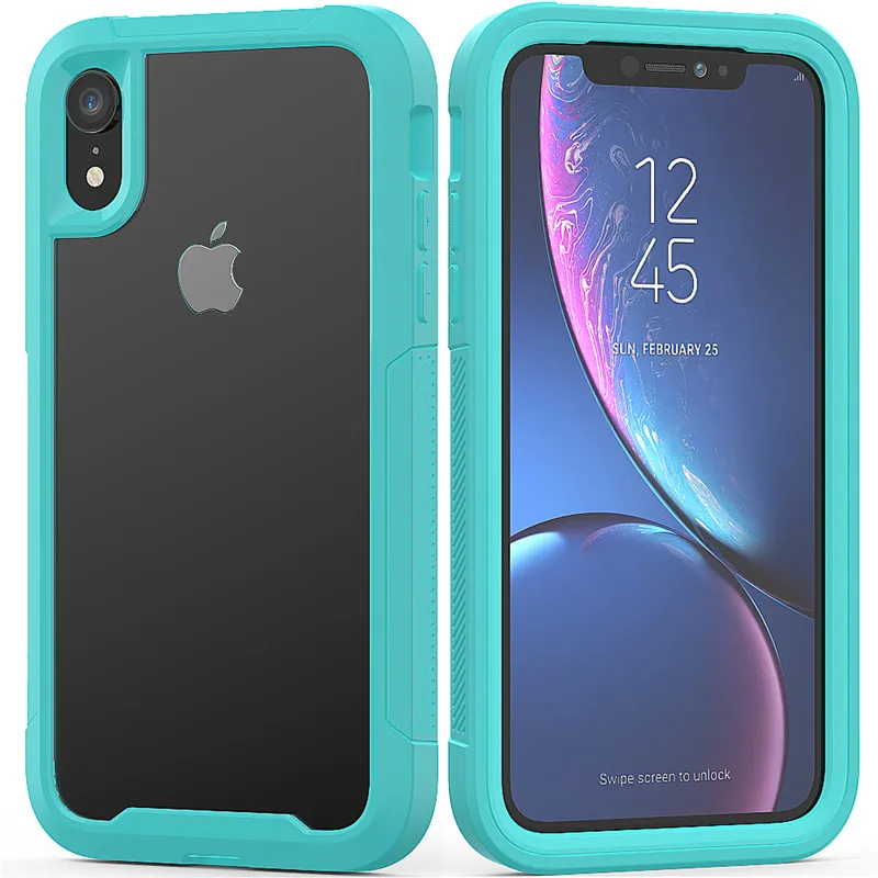 Прозрачный защитный чехол против царапин для iPhone 11 Pro Max 6 6s 7 8 Plus X XS Max XR Жесткий ПК+ ТПУ бампер двухслойный чехол - Цвет: Light Blue