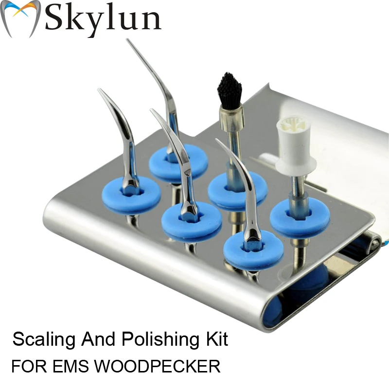 1set Dental Ultrasonic scaler Tip Kit SCALING AND POLISHING KIT SILVER