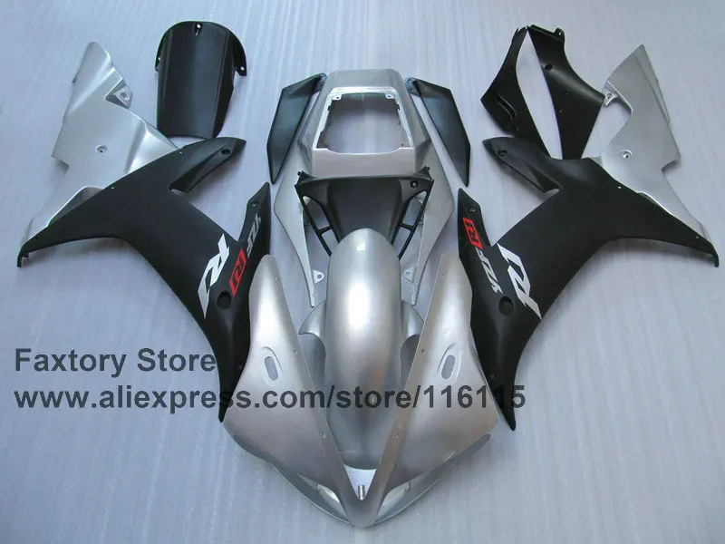MOTOMARTS Motorcycle 100% Full injection fairings kit for YAMAHA 2002 2003 R1 YZF 02 03 silver black fairing ABS parts | Автомобили и