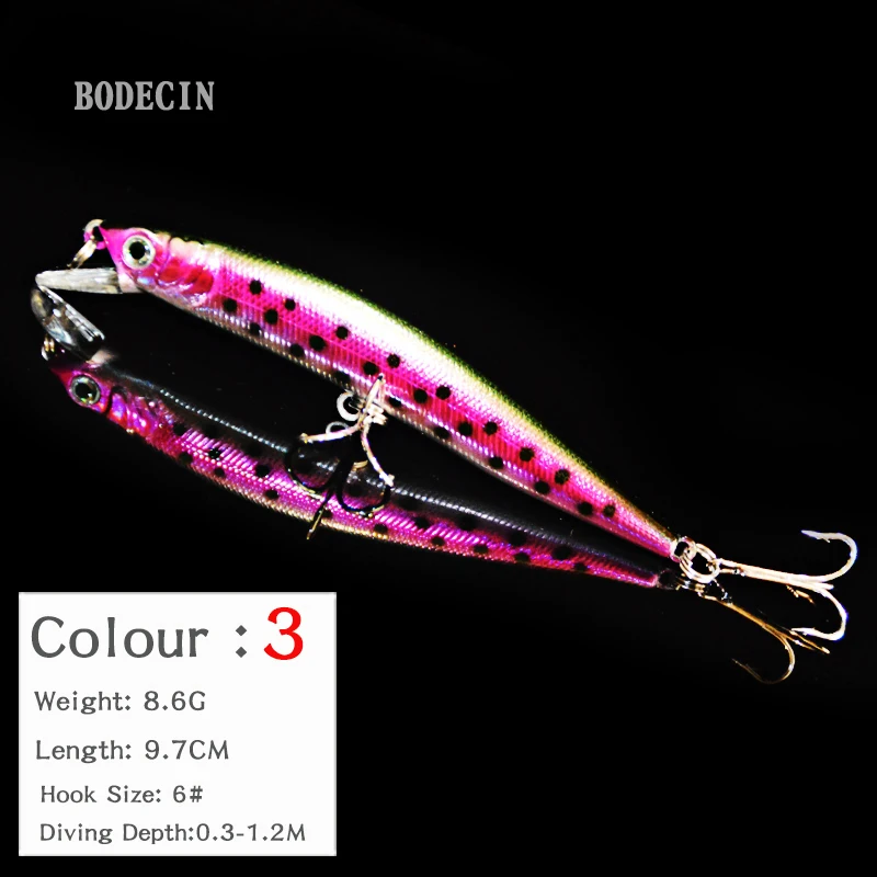 5PC Minnow Wobblers Lure 3D Eyes Hard Plastic Lures Crankbait Wobbler Artificial Bait 10CM8.6G Good Fishing Tackle Sea Bass Set (3)