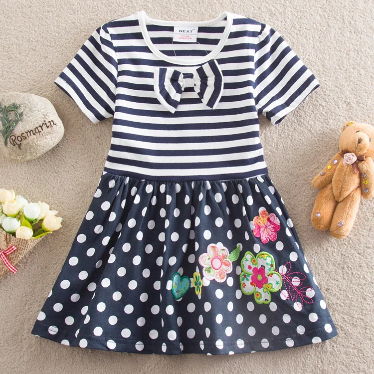 NEAT New baby girl clothes college style girls font b dresses b font 100 cotton embroidered