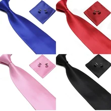 Для мужчин Классические Однотонная одежда Галстуки комплект из 3 предметов, подарок галстук запонки и нагрудный платок комплект свадебное торжество деловая встреча галстук-бабочка XLZ9437