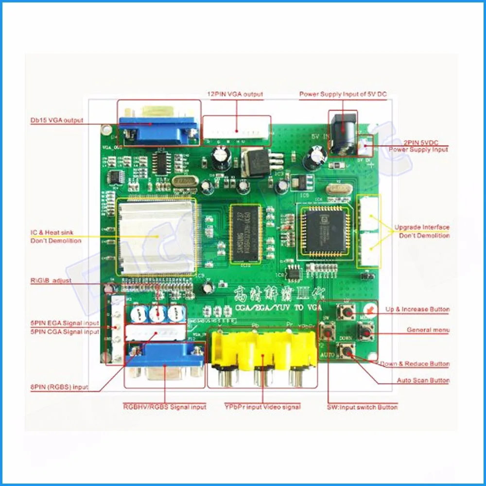 Аркадная игра RGB CGA EGA YUV К VGA HD видео конвертер доска VGA выход для одного/двойной выход