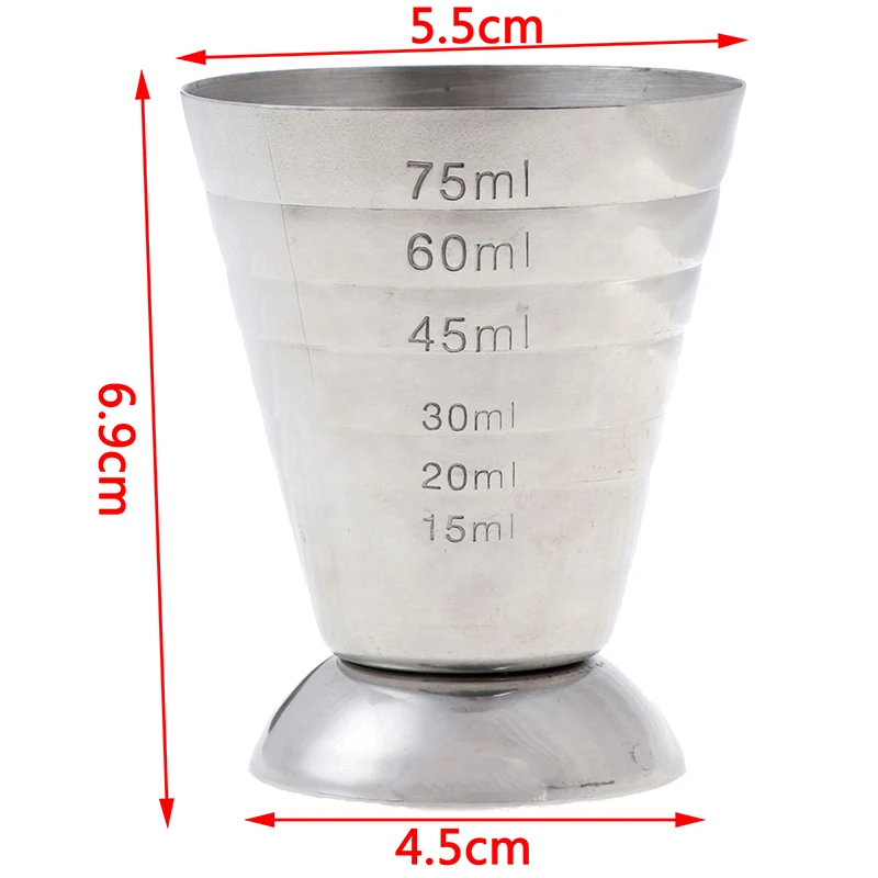 

1PC 75ml Stainless Steel Measuring Cup Cocktail Tools Bar Jigger Cup w/ml/oz Tbsp Measurement Unit for Bars Making Mixed Drinks