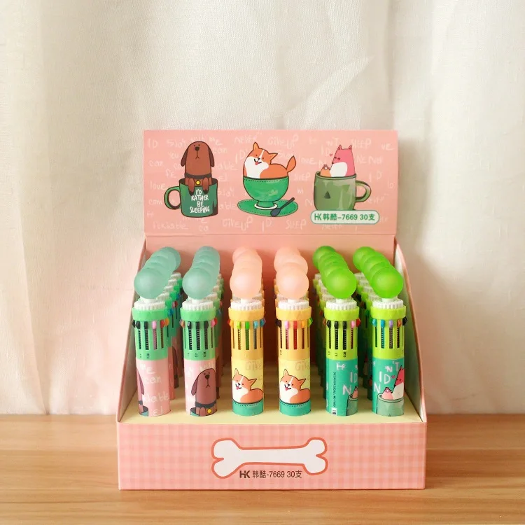 

Cartoon Cup Shiba Dog 12 Colors Chunky Ballpoint Pen School Office Supply Gift Stationery Papelaria Escolar