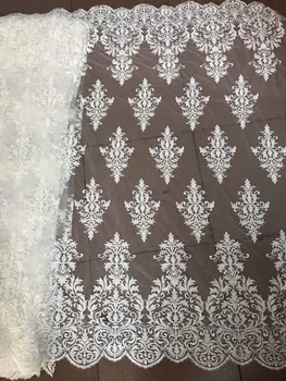 

embroidered tulle fabric SYJ-51546 french net lace Nigerian fabrics for wedding dress with full beads