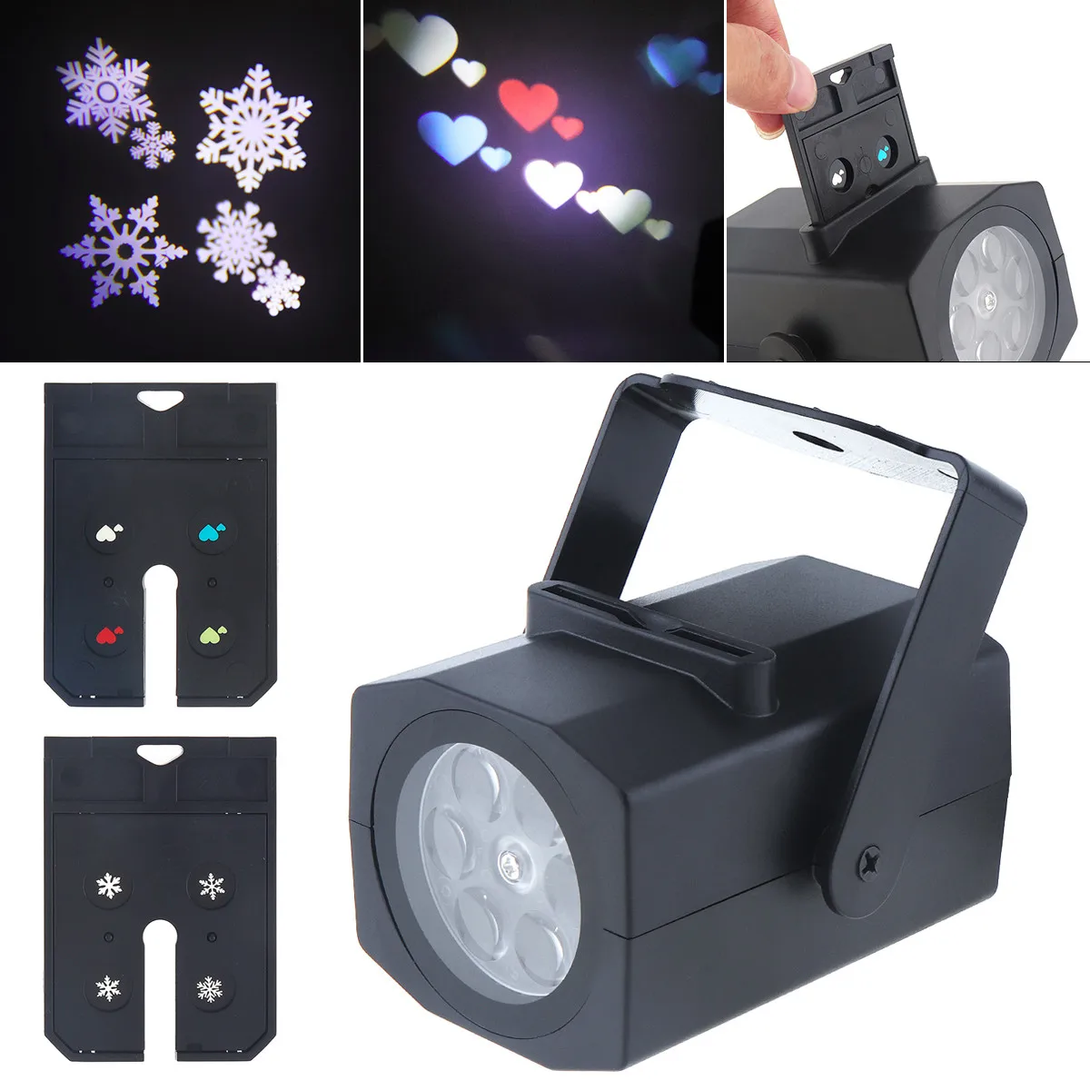 RGB 4 Вт Светодиодный светильник с рисунком для карты Снежинка любовь проекция