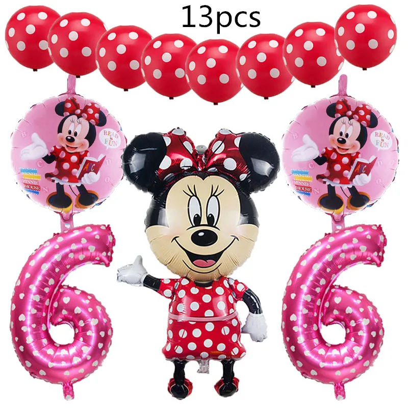 

13pcs Mickey Minnie DIY Number Foil Balloons Set Helium Latex Globos Baby Shower Birthday Party Decor Supplies Kids Toys